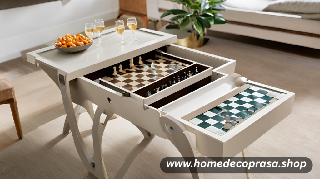 Multifunctional furniture can completely change how you use space in your home. In the 2024 Whole Home project, MA Allen designed a game room where a foldable chess table adds versatility and a chic touch. Instead of cluttering the room with extra pieces, each item serves more than one purpose.