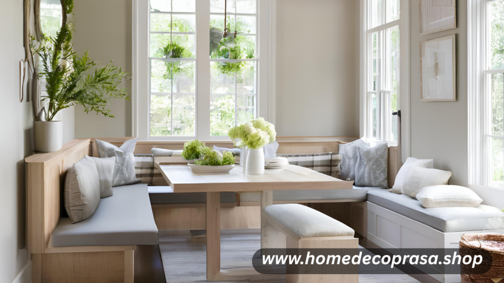 Small home plans always challenging maximize space and create cozy look. Benches can make a small dining area appear more spacious by eliminating bulky chair backs that interrupt sightlines. In designer Wendy Labrum’s project, benches blend seamlessly with the décor, offering a cleaner and more streamlined appearance.